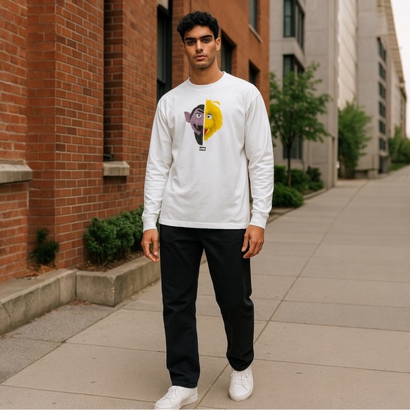 Crewneck Big Kith KITH White Long Sleeve Tee Shirt Sesame Street